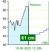 État de l'eau sur le fluviomètre de Nespeky à 08.00 18.6.2025